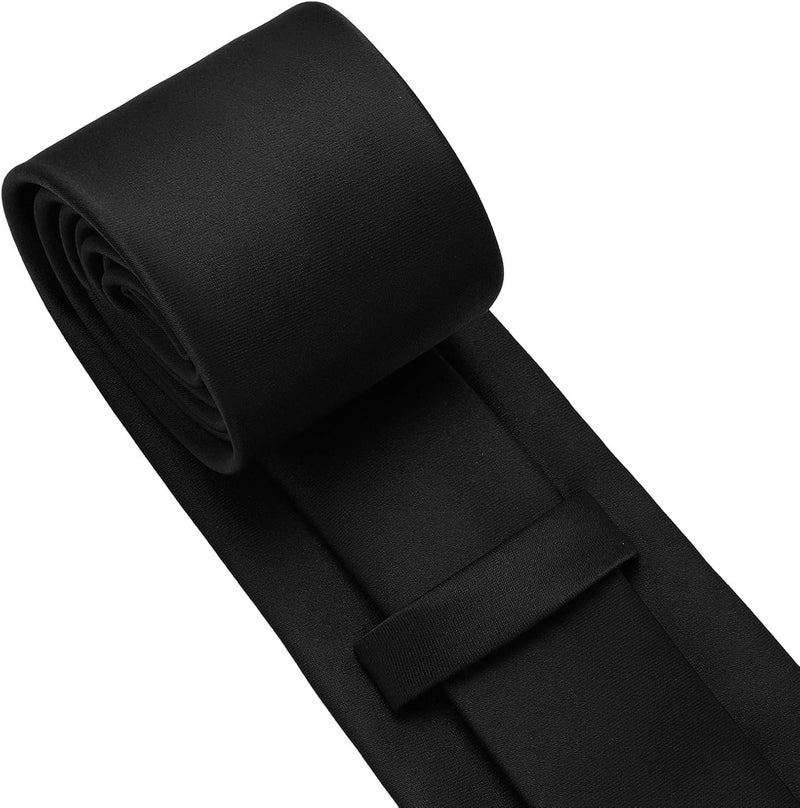 pensee Men's Tie Set Solid Pure Color 3.15" (8CM) Classic Formal Plain Necktie and Pocket Square Set For Men - Image 4